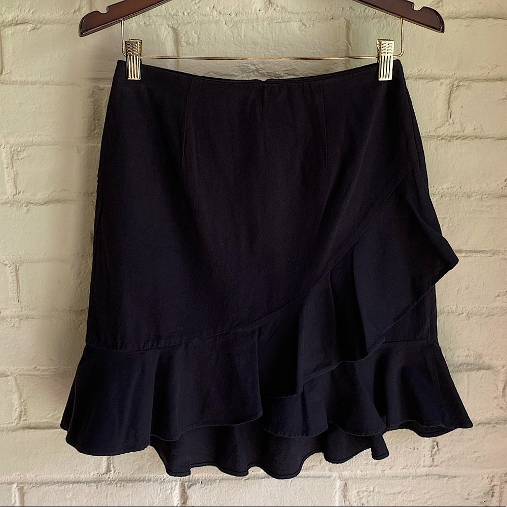 A New Day size 4 ruffles layered black work business casual asymmetrical skirt